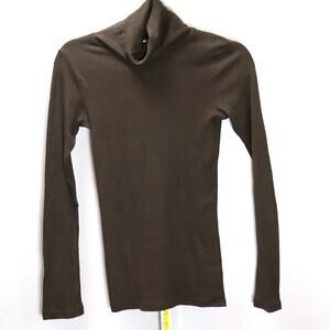 Michael Stars Brown Turtleneck Long Sleeve‎ Top One Size Fitted Tee